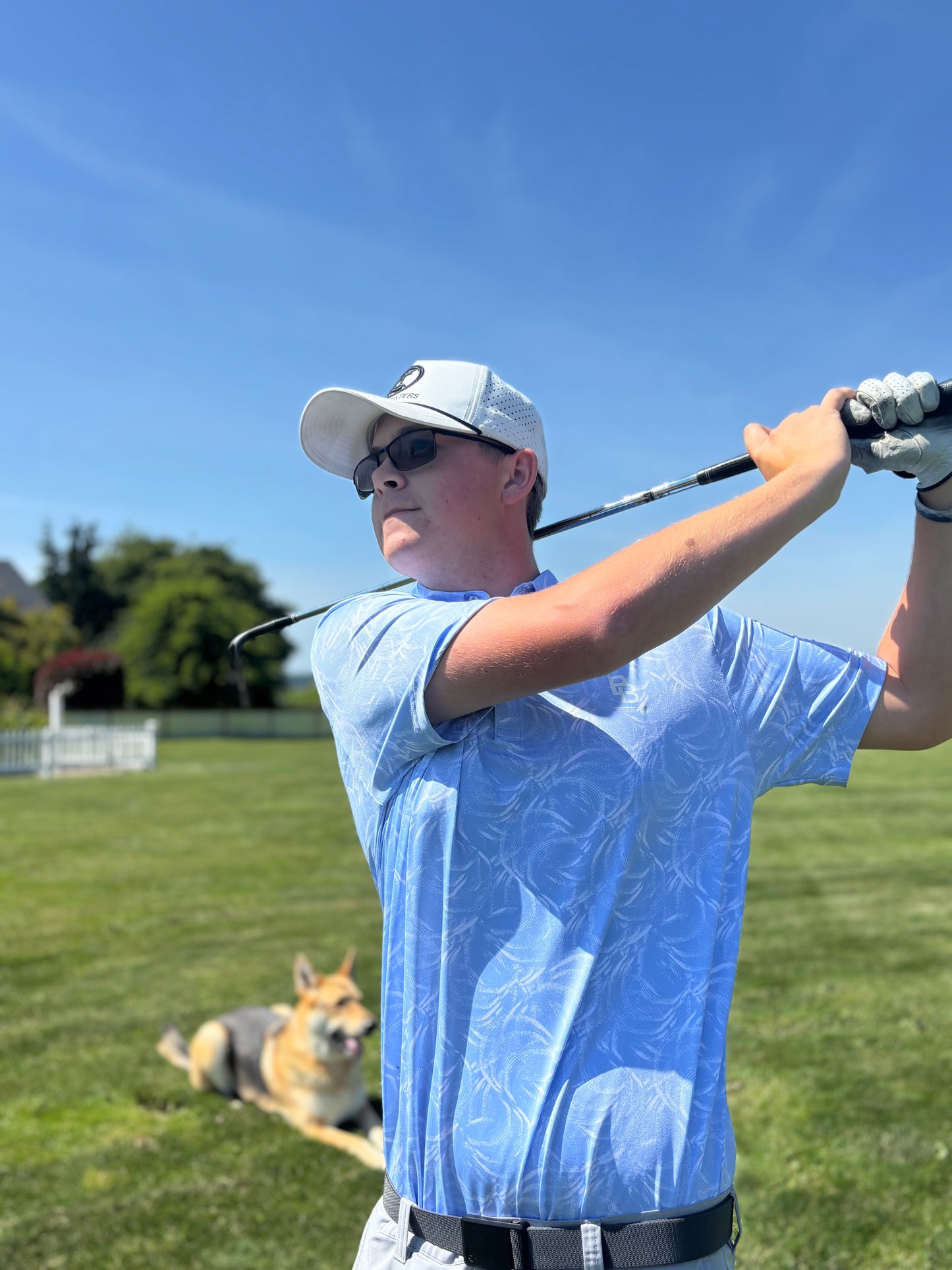 Light Blue and White Golf Polo By Bogey Beaters