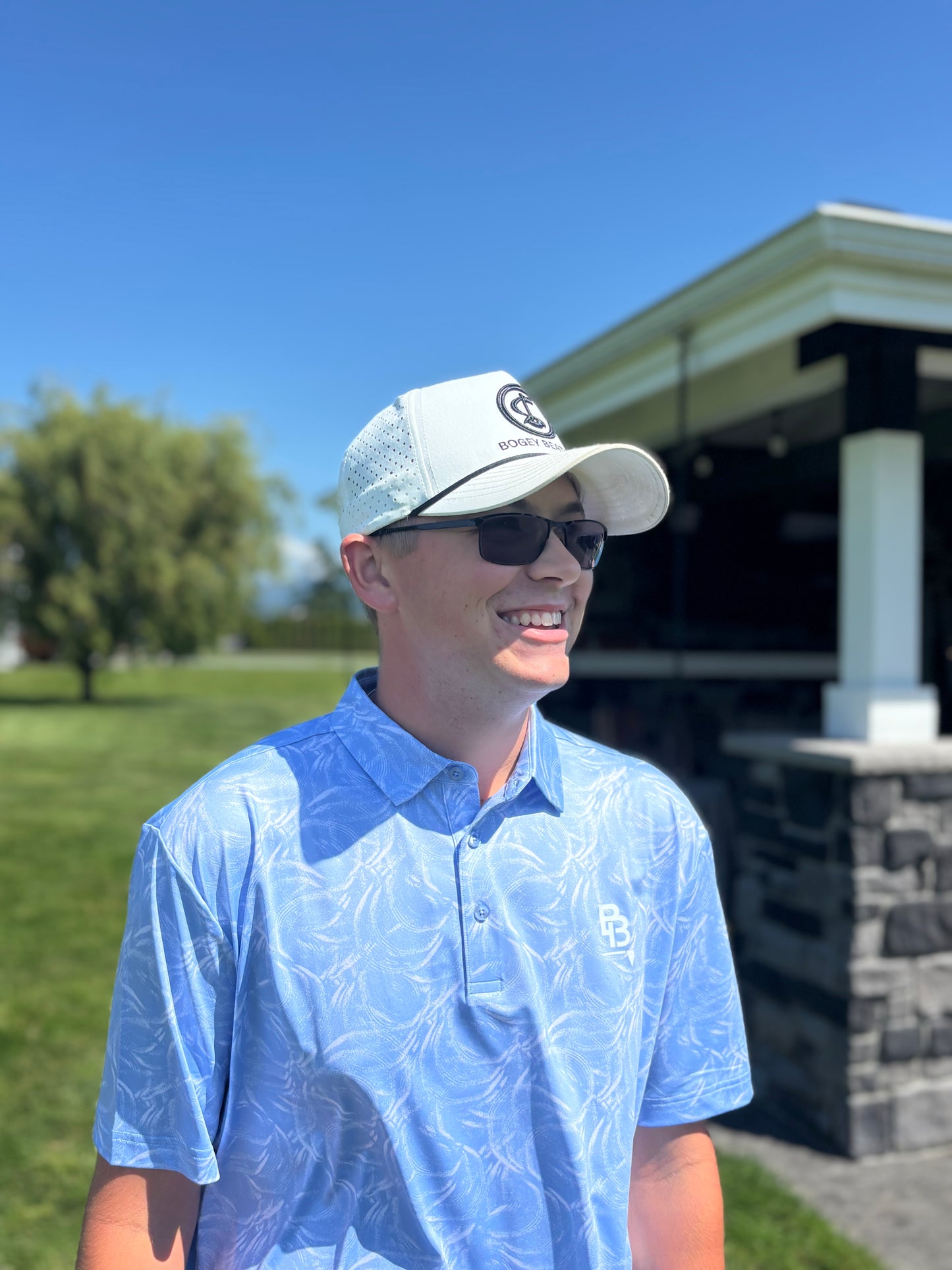 Light Blue and White Golf Polo By Bogey Beaters